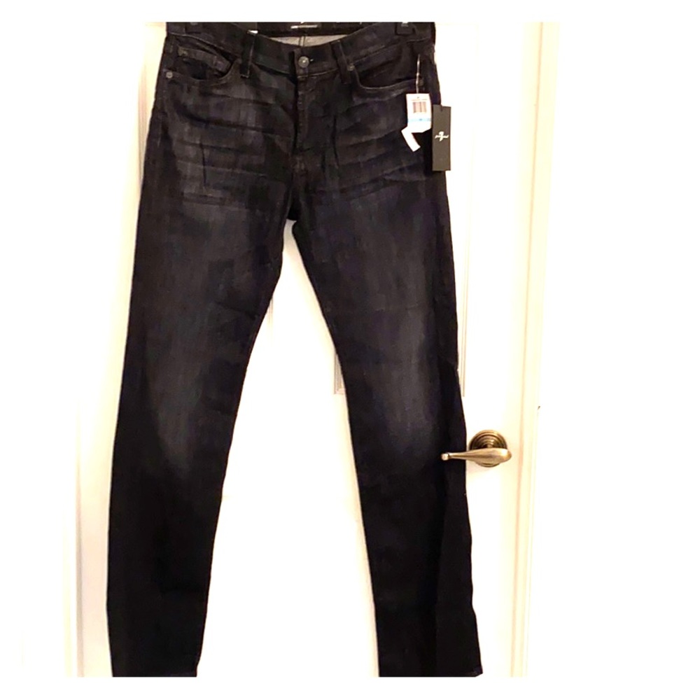 7 for all mankind Slim Straight Jeans Black-NEW